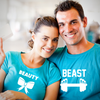 Beauty and Beast Couple Tshirts - Round Neck Couple Tshirts (Set of 2)